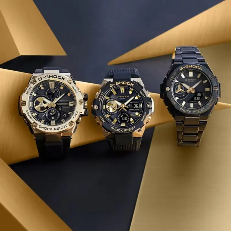 Casio G-Shock Tought Solar Gold-ion-plated Black Resin Men's Watch- GST‑B100GB‑1A9